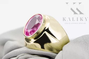 14k geltono aukso Ametistas Žiedas Vintažiniai papuošalai vrc296y